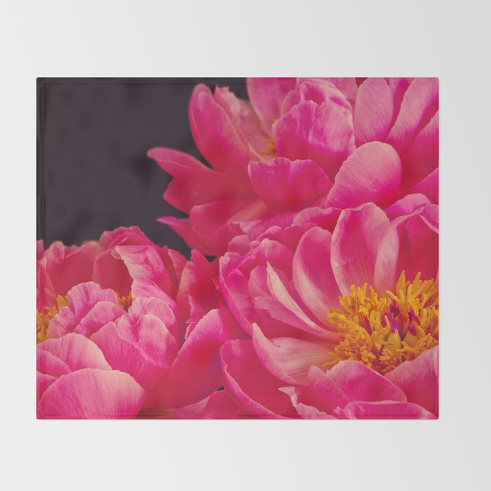 Hot Pink Peonies Throw Blanket Gallery Image 2