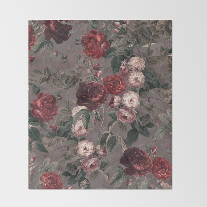Roses in the Dark IV Throw Blanket Gallery Image 2
