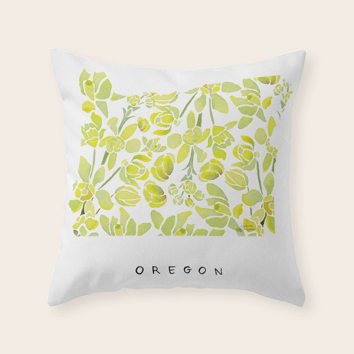 Oregon State Flower - Tall Oregon Grape Throw Pillow Gallery Image 6