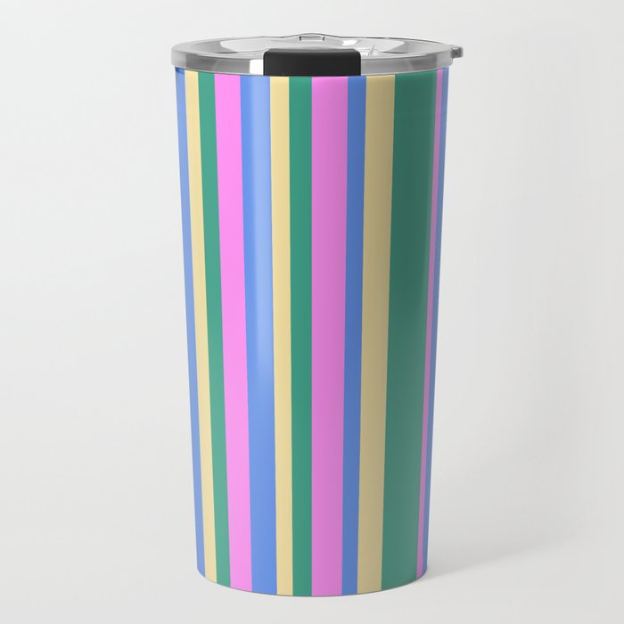 Classic Stripes XV - 90s Pastel Travel Mug Gallery Image 1