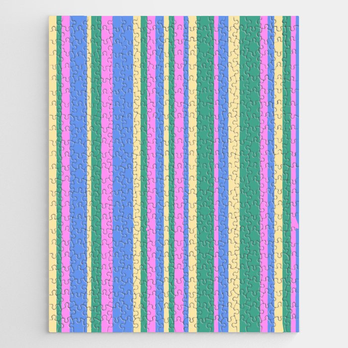Classic Stripes XV - 90s Pastel Jigsaw Puzzle Gallery Image 1