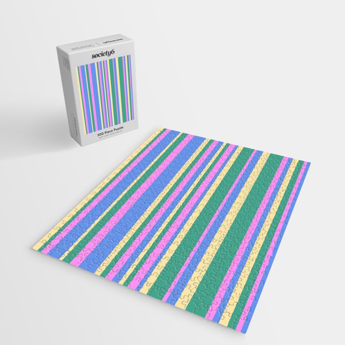 Classic Stripes XV - 90s Pastel Jigsaw Puzzle Gallery Image 2