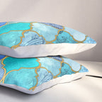Cobalt Blue, Aqua & Gold Decorative Moroccan Tile Pattern Pillow Sham Gallery Image 3