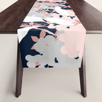 Festive, Wildflowers, Floral Print, Navy Blue and Pink Table Runner Gallery Image 1