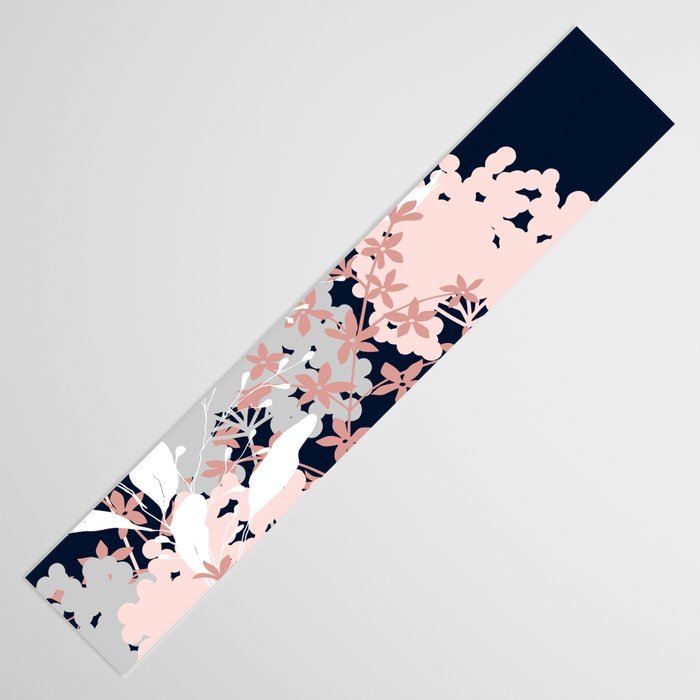 Festive, Wildflowers, Floral Print, Navy Blue and Pink Table Runner Gallery Image 3