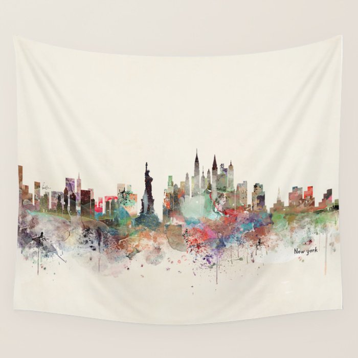 new york city skyline Wall Tapestry Gallery Image 1