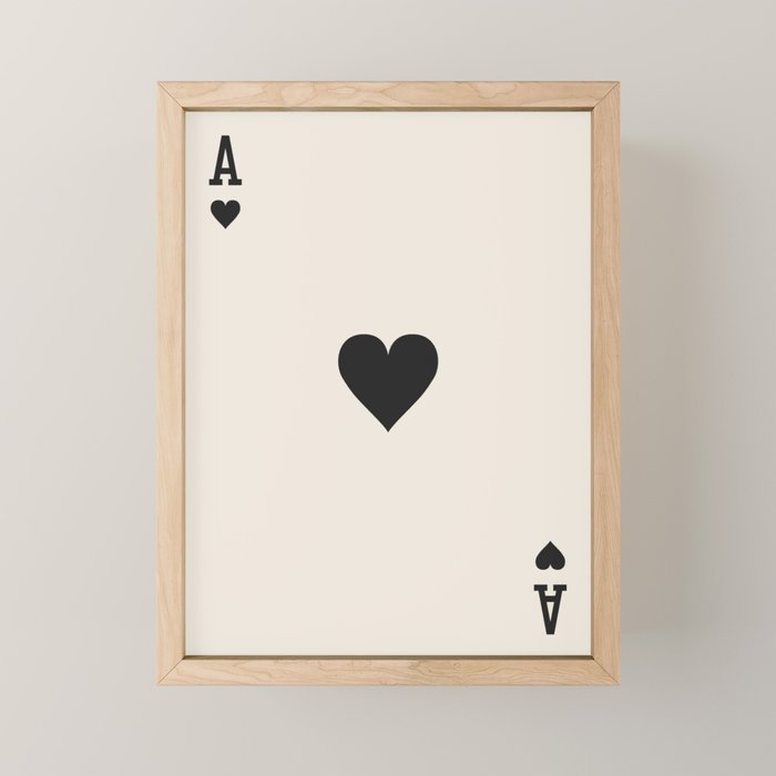 Ace of Hearts Black and White Mini Art Print Gallery Image 1