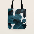Indigo Blue Plant Leaves Tote Bag Gallery Image 1