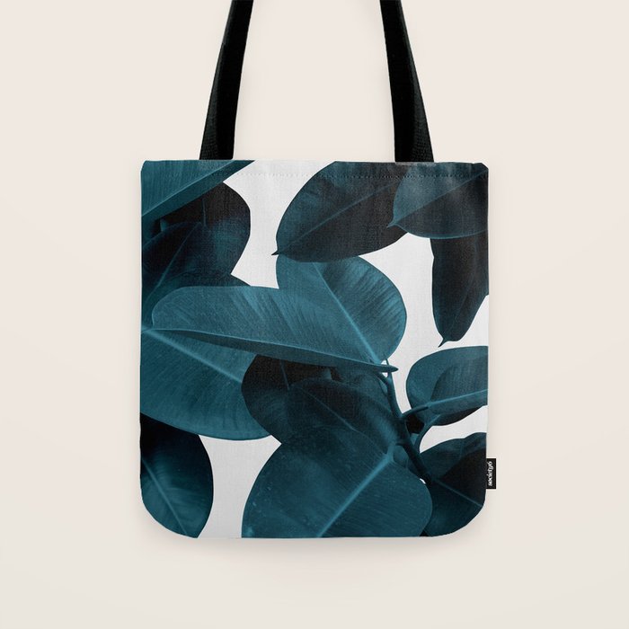 Indigo Blue Plant Leaves Tote Bag Gallery Image 1