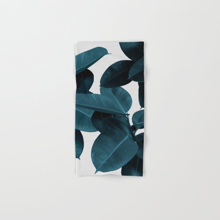 Indigo Blue Plant Leaves Hand & Bath Towel Gallery Image 1
