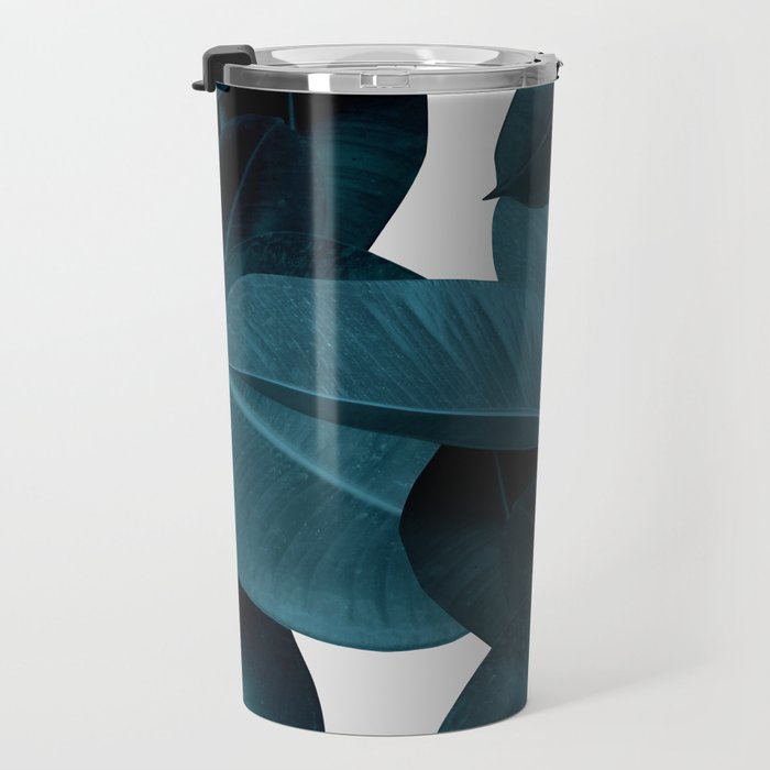 Indigo Blue Plant Leaves Travel Mug Gallery Image 3