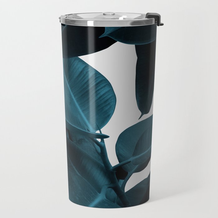 Indigo Blue Plant Leaves Travel Mug Gallery Image 2
