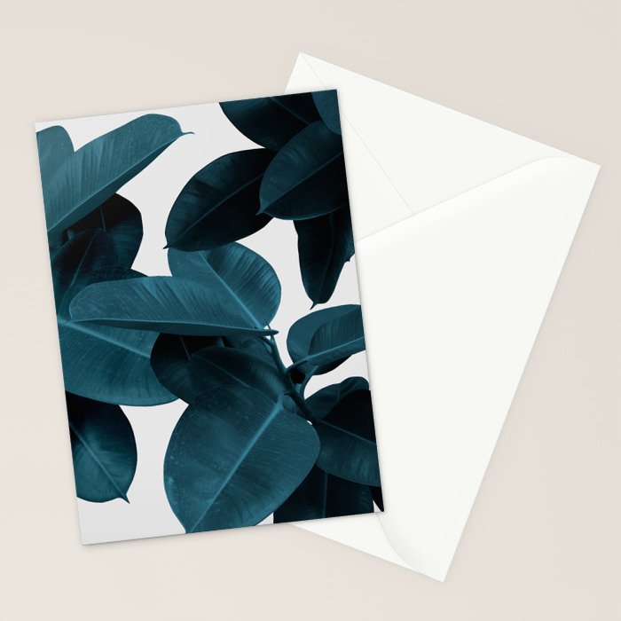 Indigo Blue Plant Leaves Stationery Card Gallery Image 2