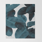 Indigo Blue Plant Leaves Throw Blanket Gallery Image 2