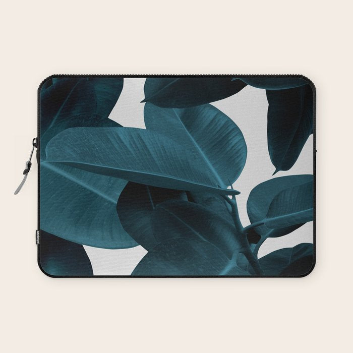 Indigo Blue Plant Leaves Laptop Sleeve Gallery Image 1