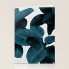 Indigo Blue Plant Leaves Stationery Card Gallery Image 2