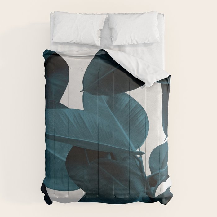Indigo Blue Plant Leaves Comforter Gallery Image 6
