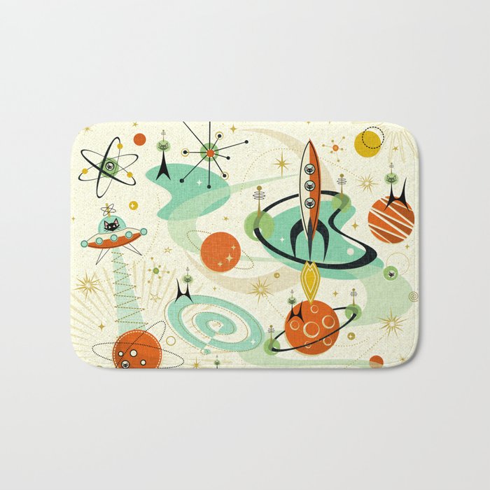 Atomic Space Cats studioxtine Bath Mat Gallery Image 1