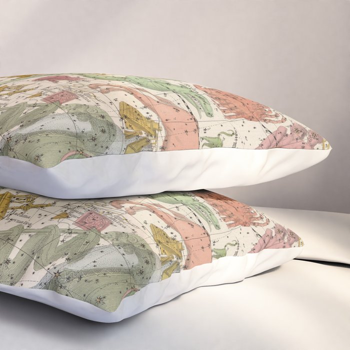 Libra Antique Astrology Zodiac Pictorial Map Pillow Sham Gallery Image 3