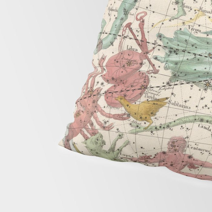 Libra Antique Astrology Zodiac Pictorial Map Pillow Sham Gallery Image 4
