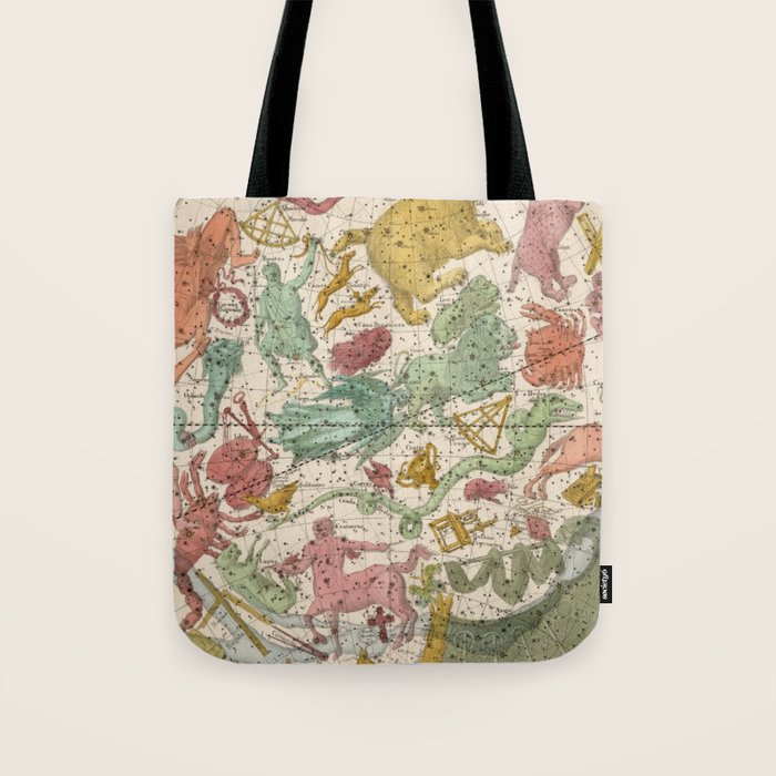 Libra Antique Astrology Zodiac Pictorial Map Tote Bag Gallery Image 1
