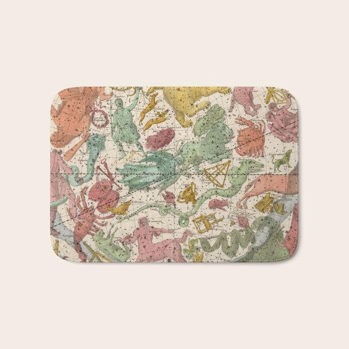 Libra Antique Astrology Zodiac Pictorial Map Bath Mat Gallery Image 1