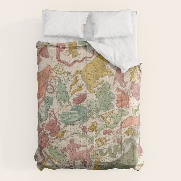 Libra Antique Astrology Zodiac Pictorial Map Comforter Gallery Image 6