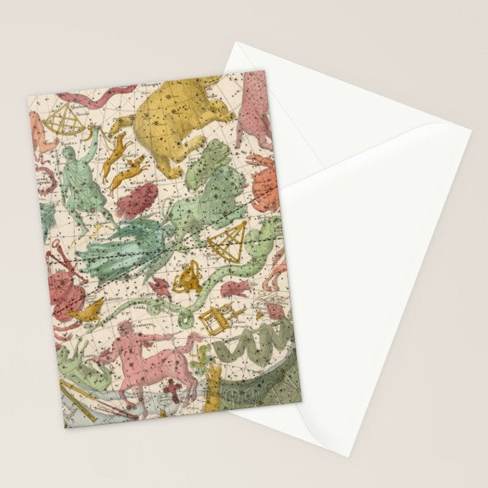Libra Antique Astrology Zodiac Pictorial Map Stationery Card Gallery Image 2