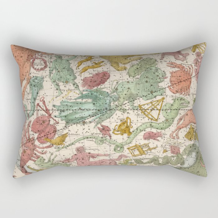 Libra Antique Astrology Zodiac Pictorial Map Rectangular Pillow Gallery Image 1
