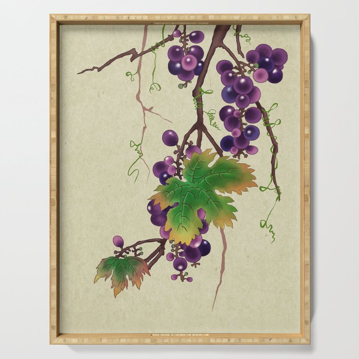 Minhwa : Grapevine Type (Korean traditional/folk art) Serving Tray Gallery Image 1