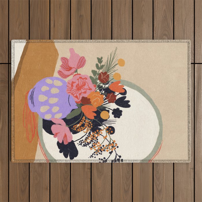 Flowers in the mirror #2 Outdoor Rug Gallery Image 1