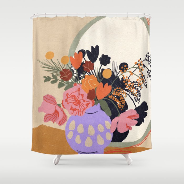 Flowers in the mirror #2 Shower Curtain Gallery Image 1