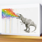 T-Rex Dinosaur Rainbow Puke Taste the Rainbow Watercolor Wall Mural Gallery Image 2