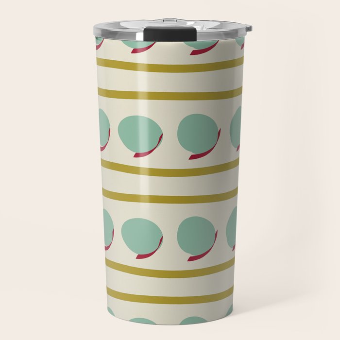 Chartreuse and Mint Green Modern Circles and Lines Travel Mug Gallery Image 1