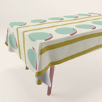 Chartreuse and Mint Green Modern Circles and Lines Tablecloth Gallery Image 1