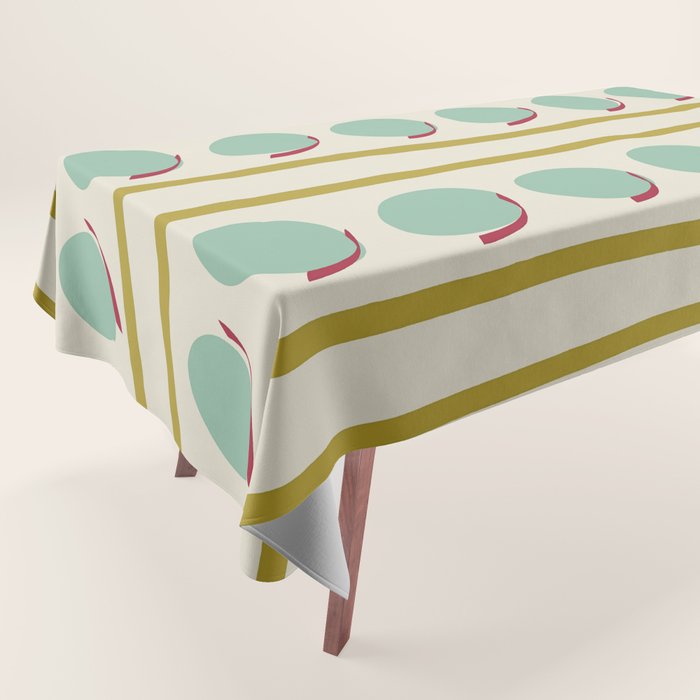 Chartreuse and Mint Green Modern Circles and Lines Tablecloth Gallery Image 1