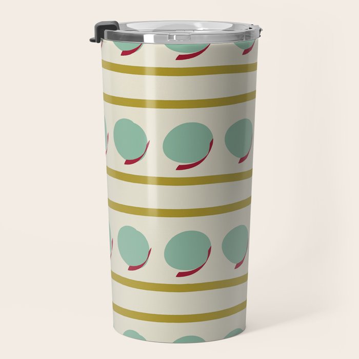 Chartreuse and Mint Green Modern Circles and Lines Travel Mug Gallery Image 3