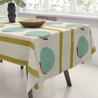 Chartreuse and Mint Green Modern Circles and Lines Tablecloth Gallery Image 3