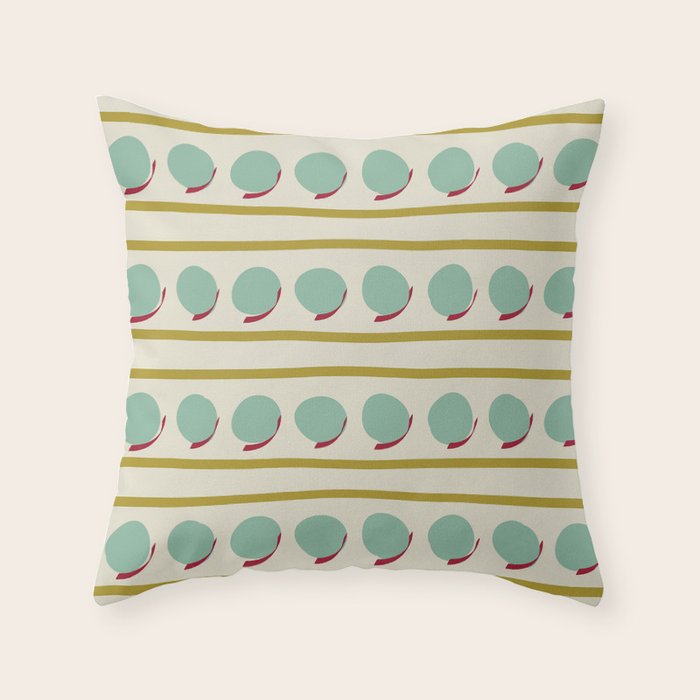 Chartreuse and Mint Green Modern Circles and Lines Throw Pillow Gallery Image 6