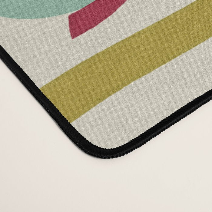 Chartreuse and Mint Green Modern Circles and Lines Desk Mat Gallery Image 4