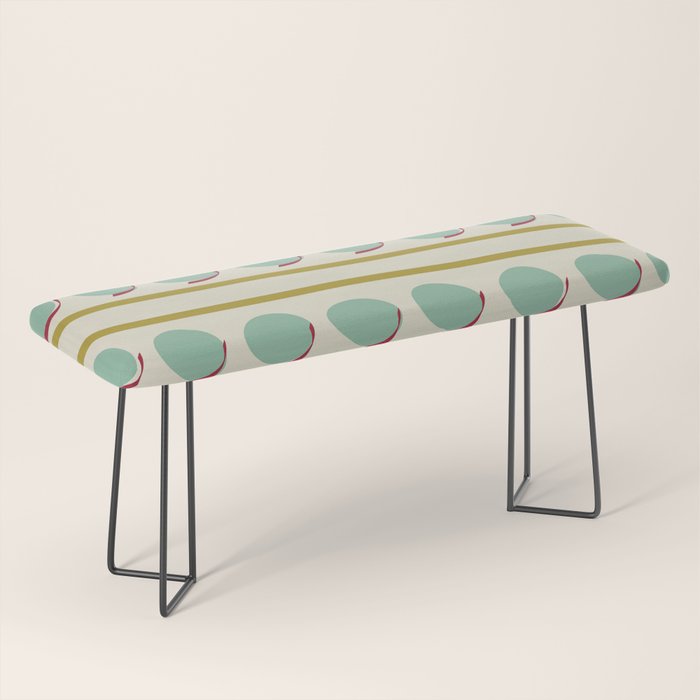 Chartreuse and Mint Green Modern Circles and Lines Bench Gallery Image 1