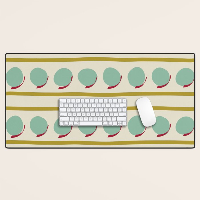 Chartreuse and Mint Green Modern Circles and Lines Desk Mat Gallery Image 1