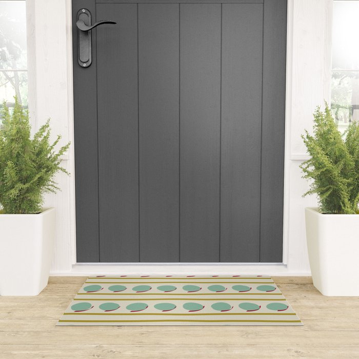 Chartreuse and Mint Green Modern Circles and Lines Welcome Mat Gallery Image 3