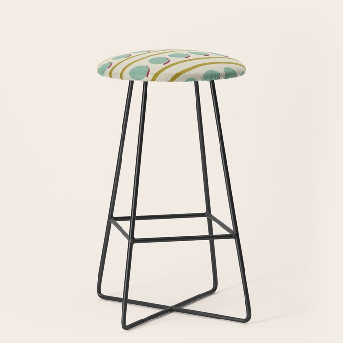 Chartreuse and Mint Green Modern Circles and Lines Stool Gallery Image 1