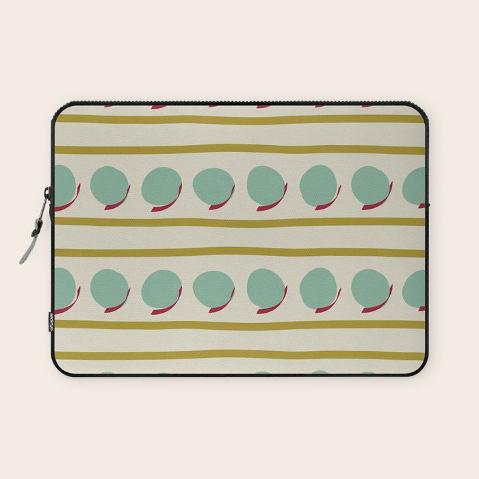 Chartreuse and Mint Green Modern Circles and Lines Laptop Sleeve Gallery Image 1