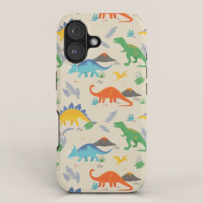 Jurassic Dinosaurs in Primary Colors iPhone Case Gallery Image 1