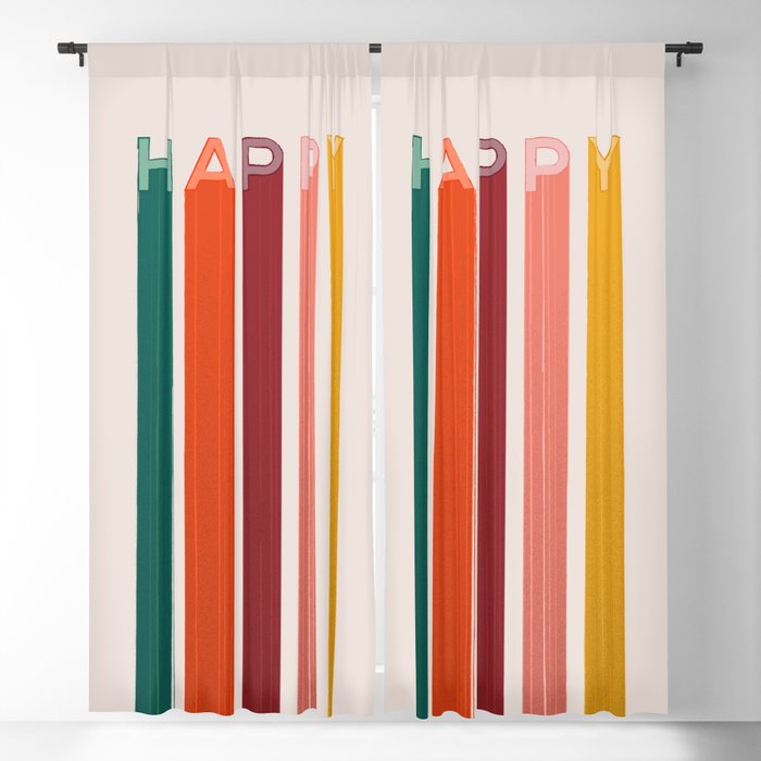 Happy Letters in Retro Colors Window Curtain Gallery Image 1