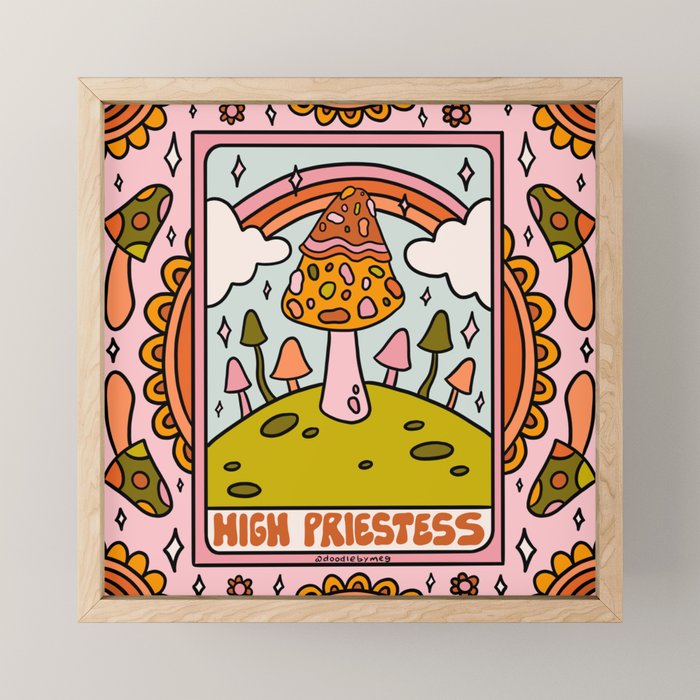 2. High Priestess Mushroom Mini Art Print Gallery Image 1