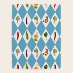 Mediterranean Vegetable Harlequin Pattern  Blue Diamond Garden  with Tomato Eggplant and Artichoke Poster Gallery Image 4