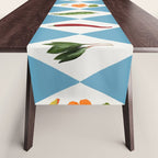 Mediterranean Vegetable Harlequin Pattern  Blue Diamond Garden  with Tomato Eggplant and Artichoke Table Runner Gallery Image 1